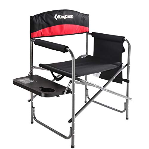 KingCamp Heavy Duty Camping Folding Director Chair Oversize Padded Seat with Side Table and Storage Bag, Supports 396 lbs
