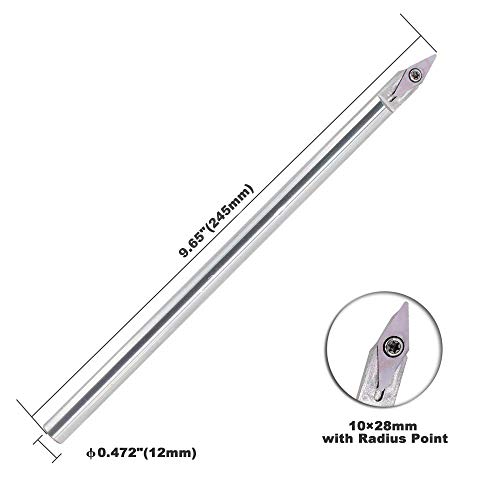 Wood Turning tool Carbide Tipped Lathe Full Size Detailer Tool bar With Diamond Carbide Insert and a Screw and star key wrench,for wood hobbyist or DIY or carpenter,Type D-R1028ï¼ˆHandle not Includeï¼‰
