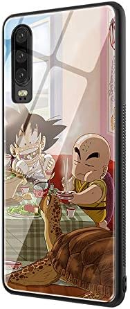 DEPING DP-13 Dragon Ball Z Case,Tempered Glass Back Cover and Soft Silicone Border Anti Scratch Bumper Design for Huawei P30 Lite Protective Case