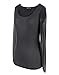 Imagenation Long Sleeve Mesh Sheer See Through Round Scoop Neck Top, Small, Black