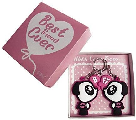 BmyBff Best Friends Keyrings. 2 x Panda BFF Keyrings in Presentation Box. Perfect Best Friend Keyring . Great Gift for Girls 8 years + (Includes 2 Connecting Keyrings)