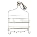 mDesign Extra Wide Metal Wire Bathroom Tub and Shower Caddy, Hanging Storage Organizer Center with Built-in Hooks and Baskets on 2 Levels, Rust Resistant - Satin