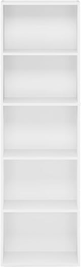 Furinno Luder Bookcase White 5-Tier Small Bookshelf 40.1 W x 132.1 H cm view 8