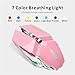 TENMOS T12 Wireless Gaming Mouse Rechargeable, 2.4G Silent Optical Wireless Computer Mice with Changeable LED Light Compatible with Laptop PC, 7 Buttons, 3 Adjustable DPI (Pink)thumb 1