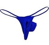 Men's Spandex Thong Gay Men T-Back G-String Jockstrap Underwear Pouch Body Tanga Pants Blue M