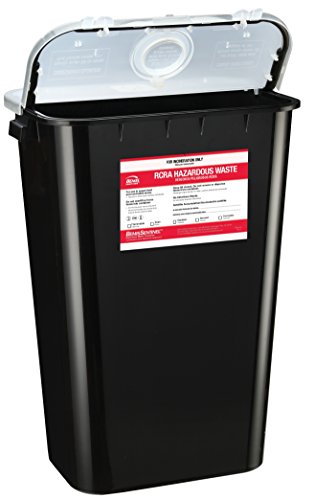 Bemis Healthcare 5011070-6 11 gal RCRA Hazardous Chemical Waste Container, Black (Pack of 6)