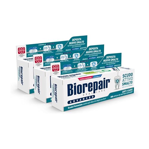 Biorepair, Dentifricio Advanced, Scudo Attivo Anti-Carie, 3 x 75 ml