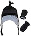 N'Ice Caps Little Boys and Baby Sherpa Lined Micro Fleece Pilot Hat Mitten Set (6 - 18 Months, Black/Charcoal Infant)