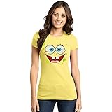 Animation Shops Spongebob Face Junior Women's T-Shirt-Junior Small [JS]