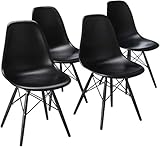 2xhome Set of 4 Mid Century Modern Black Side