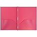 JAM PAPER Plastic Color POP Folders - 2 Pocket Durable Folders with Metal Prongs Fastener Clasps - Assorted Primary Colors - 6/Pack