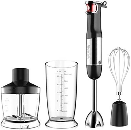 4 In 1ハンドブレンダー 強力な浸漬ポータブルブレンダーセット キッチン泡立て器ビーカージューサーミキサー用 人間工学に基づいたグリップ 取り外し可能