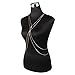 Beauty7 Summer Cross Simulated Pearl Bead Harness Body Chain Bikini Chain Necklace Women Belly Waist
