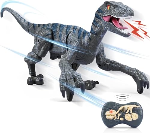 Juguetes de Dinosaurio para Niños, Dinosaurio Control Remoto de 2.4Ghz con Truco de Rotación de 360°, Dinosaurio Robot de Control Remoto con Luces y Rugidos, Regalos para Niños y Niñas de 3 a 8 Año