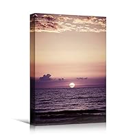 Canvas Wall Art Sun Setting into The Ocean Coastal Multicolor Photography Relax/Calm Romantics Sunset - 12x18 inches