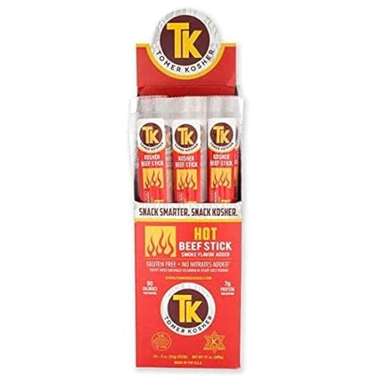 Amazon Com Tomer Kosher Beef Sticks Hot 24 Sticks