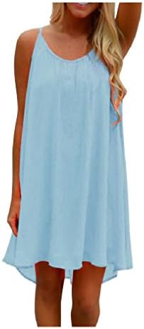 Women's Summer Spaghetti Strap Back Howllow Out Sleeveless Slip Short Dress (XXXL)