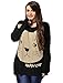 Allegra K Ladies Plus Size Cat Head Prints Batwing Sleeves Autumn Tee Shirt Black 2X
