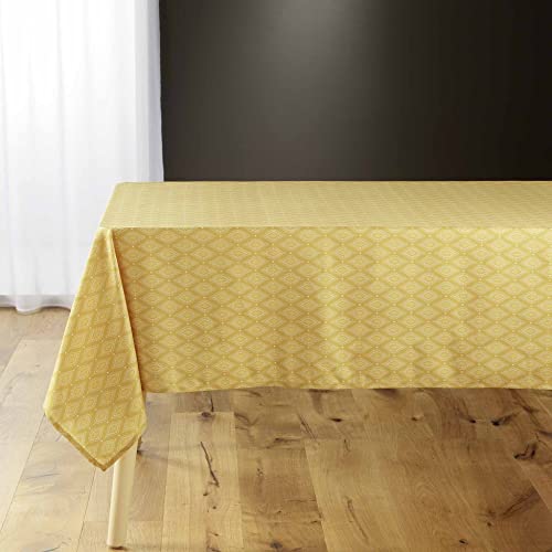 Douceur d'Intérieur, Nappe Rectangle (140 x 240 cm) Geoline Jaune, Microfibre Imprimée