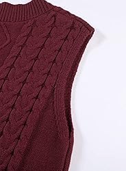 EVALESS Womens Oversized Sweater Vest V Neck Red