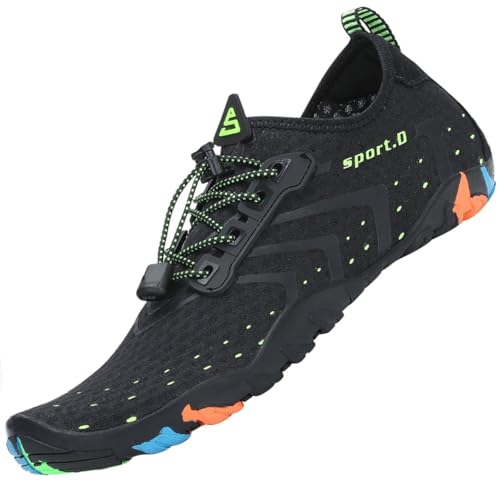 Escarpines Hombre Mujer Zapatillas de Agua Antideslizantes Zapatos de Agua Secado Rápido Zapatillas Playa Calzado para Natacion Surf Acuaticas Piscina St.1 Negro Gr.42 EU