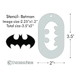 Stencil- Batman Symbol, 2.25x1.2 Inch Image on 3.5x2 Border, Size 1