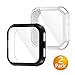 Tensea Compatible with Fitbit Versa Screen Protector Case, 2 Packs Soft TPU Bumper Full Around Cover Protector for Fitbit Versa (Black + Clear)