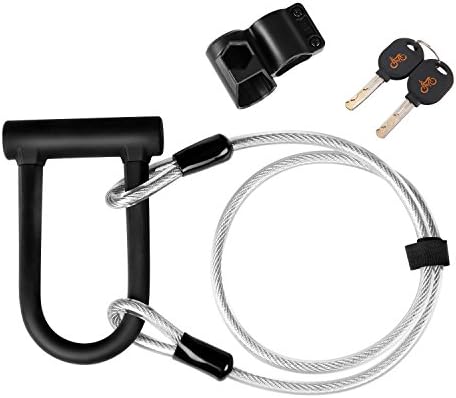 Bike Lock with Cable Mounting Bracket and Keys, Bicycle U Lock High Security Anti-thief, Best Locking Tool Kit for Outdoors Mountain Cycling