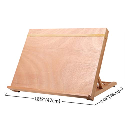 Art Drawing Board- Portable & Adjustable Beech Wood Sketching Board- ATWORTH Wood Desktop/Tabletop Easel for Drawing on Location, in Class, or at Work, 18Â½" X 14Â¼" (A3)