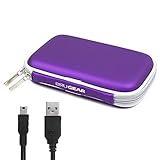 BIRUGEAR Purple Carrying Cover EVA Case + 6ft charging cable for Garmin nvi 2595LMT 5-Inch Portable Bluetooth GPS Navigator with Lifetime Maps and Traffic