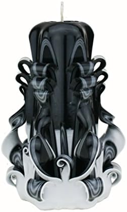 Carved Magic Candles Scented Handmade Black and White Pillar candle, Home Decor, Presents Gifts For Him, For Her