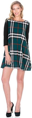 Cody Line Women's 3/4 Sleeve Print Side Pocket A-Line Comfy Tunic Dress