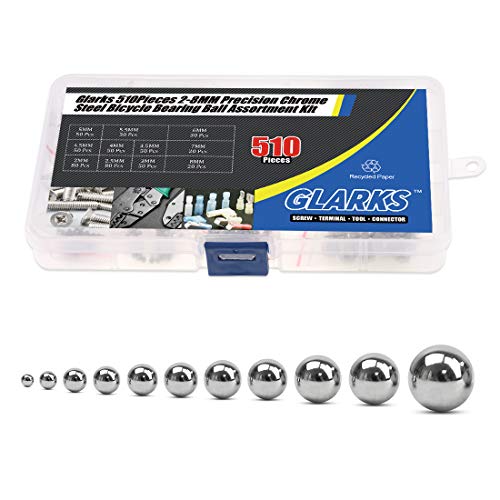 image for Glarks 510Pieces 11 Size 2-8MM Metric Precision Chrome Steel Assorted 
