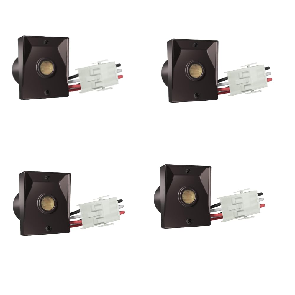 Solus Dusk-to-Dawn Sensor with Ezee Change Plug – Outdoor Photocell Sensor for 3" Lamp Posts – Auto On/Off – UL Listed – 120V – 5 Year Warranty, (Bronze, Pack of 4) Image