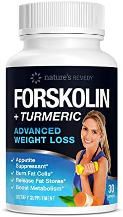 Nature’s Remedy 100% Pure Forskolin + Turmeric Extract for Weight Loss | Extra Strength Appetite Suppressant, Carb Blocker and Weight Loss Pills for Women and Men | 30 Capsules
