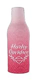 Harley-Davidson Zippered Bottle Koozie, Bar & Shield Tribal Pink & White BZ05107