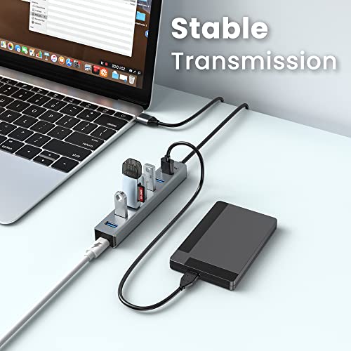 atolla Hub USB 3.0, 7 Puertos Multi USB Hub de Aluminio | Cable de Extensión de 1m Adaptador USB para PC, Portátil, Macbook Pro y más