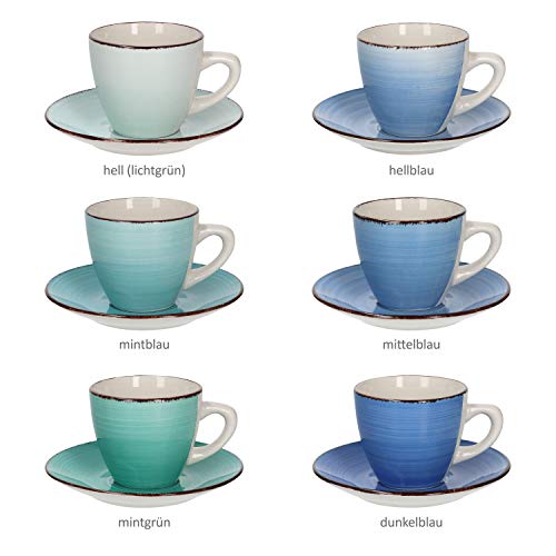 MamboCat 12tlg Kaffee-Geschirr-Set Blue-Curacao I Tee-Service pflegeleicht 6 Personen I 12-er Vintage Kaffee-Tee-Gedeck… – Bild 5