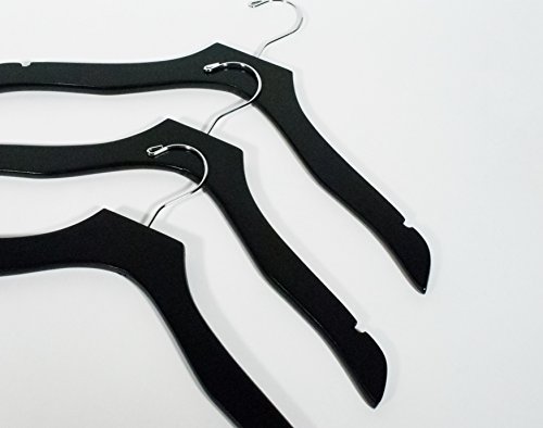 Topline Classic Wood Bridal Dress Hangers - Black Finish (10-Pack) - Thumbnail 5