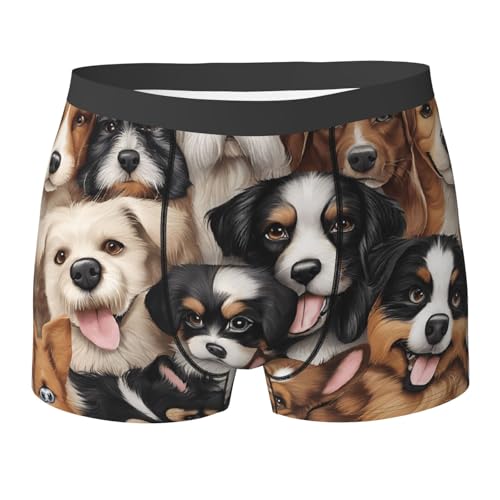 SYHEART Many Dogs Print Men'S Boxer Briefs With Elastic Comfort Fit Design For All-Day Wear