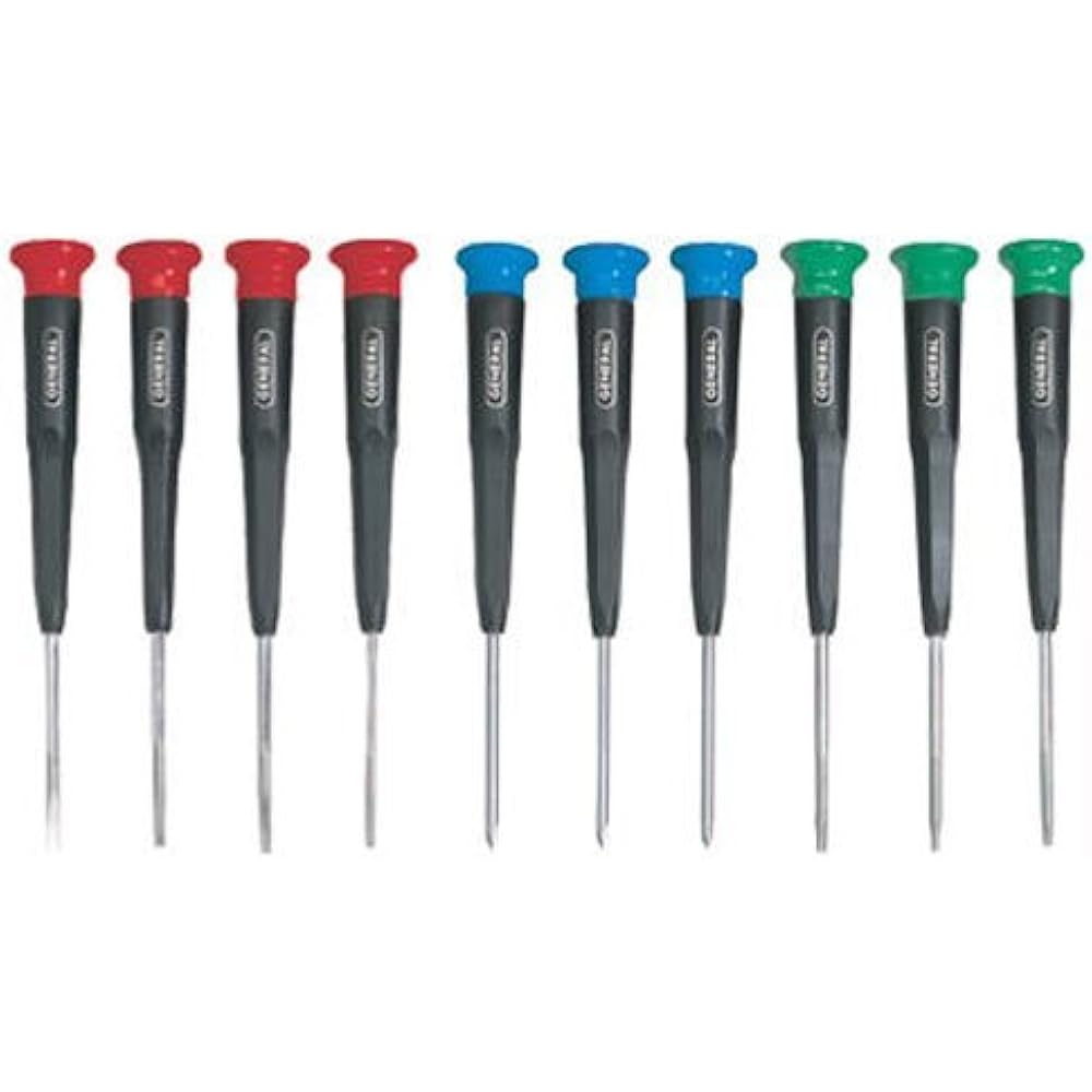 General Tools 690 Precision Screwdrivers Set 10 Color Coded Slotted