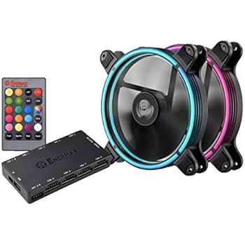 Enermax T.B. RGB 140mm Unique Halo Arc-Shaped Frame RGB LED Case Fan 2 Pack with RGB Control Box UCTBRGB14-BP2