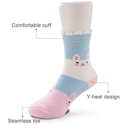 SUNBVE Baby Toddler Girls' Bunny Adorable Cotton Casual Socks 5 Pack - Thumbnail 6