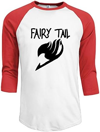 Men's Cotton Unique 3/4 Sleeve Fairy Tail Logo Attempt Athletic Baseball Raglan Sleeves T-Shirt Red US Size XXL