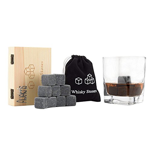 Awekris Whiskey Chilling Stones Set of 9 Drinking Rocks for Whiskey Vodka Cocktail, Made of 100% Pure Soapstone, Packed in Gift Box - Thumbnail 7