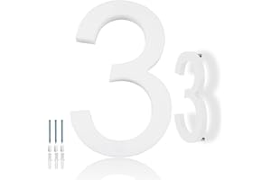 Hvatry House Numbers for Outside, White 6 inch Modern Floating Address Numbers for Front Door, Street, Apartment, Farmhouse, High Visibility Numbers Enhance Home's Exterior Charm(House Numbers 3)