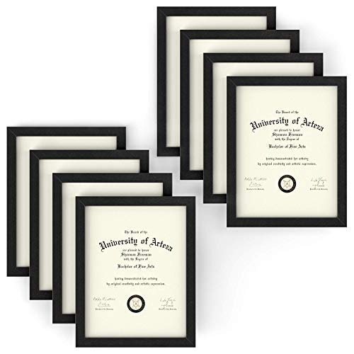 Arteza Document Frame 8.5" x 11" Award Plaque 8 Pack Real Glass Front