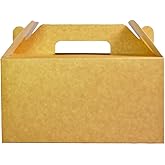 PandaPandaPPS 50 Pack Brown Gable Boxes (8.25"×5"×4") for Foods, Gifts and Party Favors, Treat Boxes Candy Cookie Snack Goodie Gift Boxes for Birthday, Wedding, Baby Shower