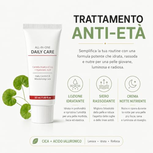 Korean Age Reset Cream, 50 ml Moisturizing Face Cream with Centella Asiatica (Cica) and Hyaluronic Acid, Hydrates and Moisturizes, Reduces Wrinkles (2 Sticks)