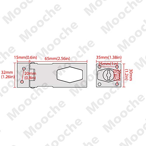 Mooche Door Lock Latch Cabinet Locks with Keys Hasp Lock, Stainless Steel Matt Black, 65mm/2.56Â¡Â¯Â¡Â¯, MMS1025-B